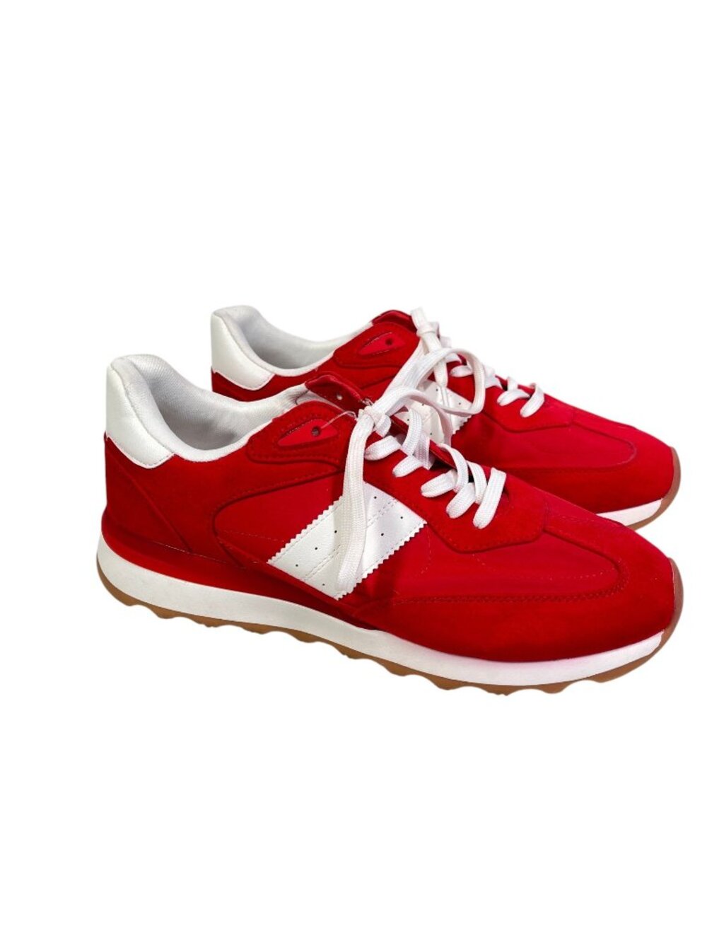 Steve Madden Percie Women's Red & White Low-Top Lace-Up Sneakers Size 9